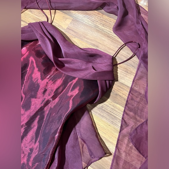 Vintage 90’s Iridescent Crimson Dress Prom Dress Maxi Dress Red Size Large - Picture 12 of 14